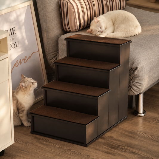 Pet Stairs for Small Dogs & Cats | 4 Cushioned Steps