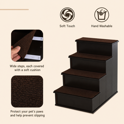 Pet Stairs for Small Dogs & Cats | 4 Cushioned Steps