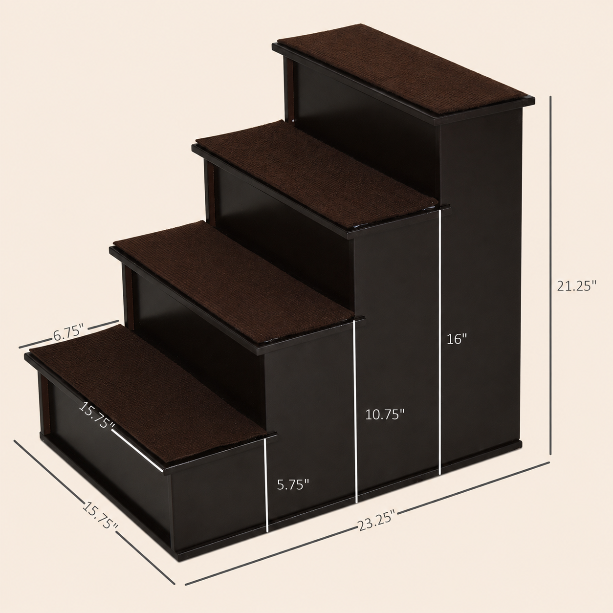 Pet Stairs for Small Dogs & Cats | 4 Cushioned Steps