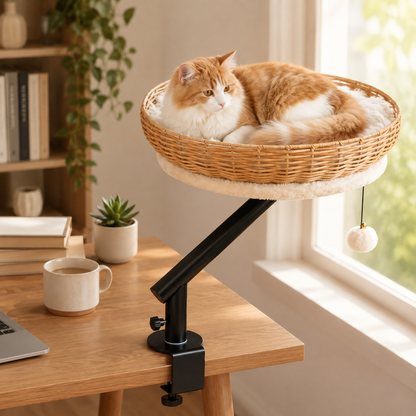 360° Rotating Cat Desk Bed & Perch