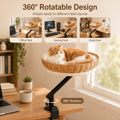 360° Rotating Cat Desk Bed & Perch
