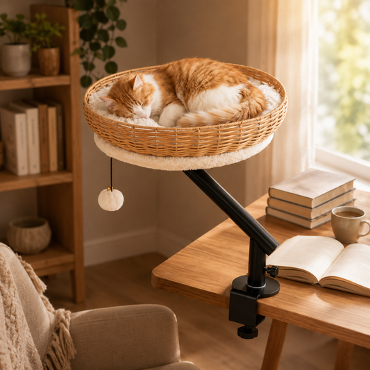 360° Rotating Cat Desk Bed & Perch