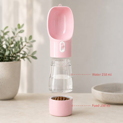 Portable Dog Water Bottle with Food Container