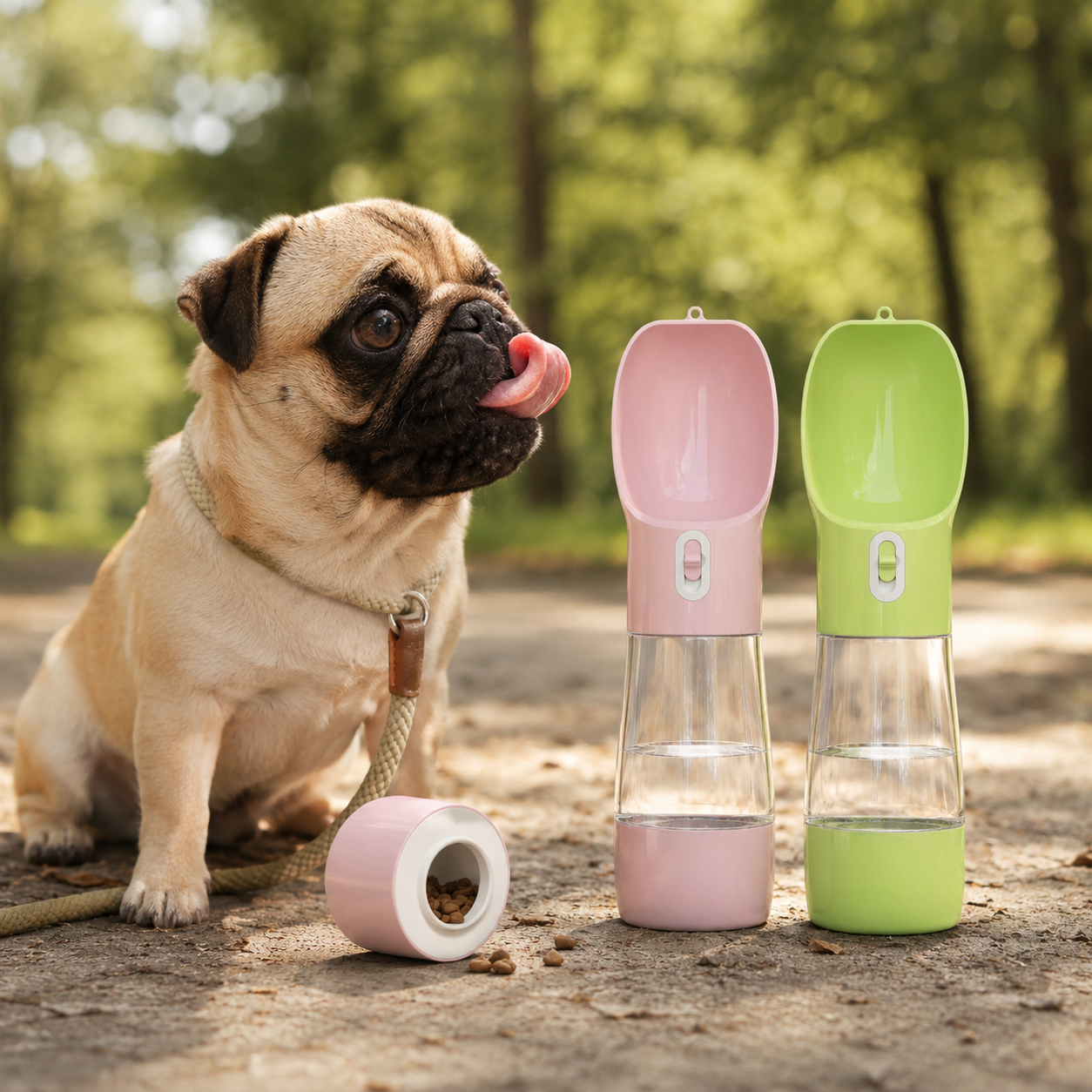 Portable Dog Water Bottle with Food Container