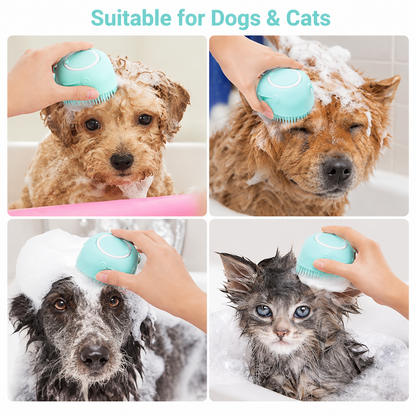Dog Bath Brush with Shampoo Dispenser | 2-in-1