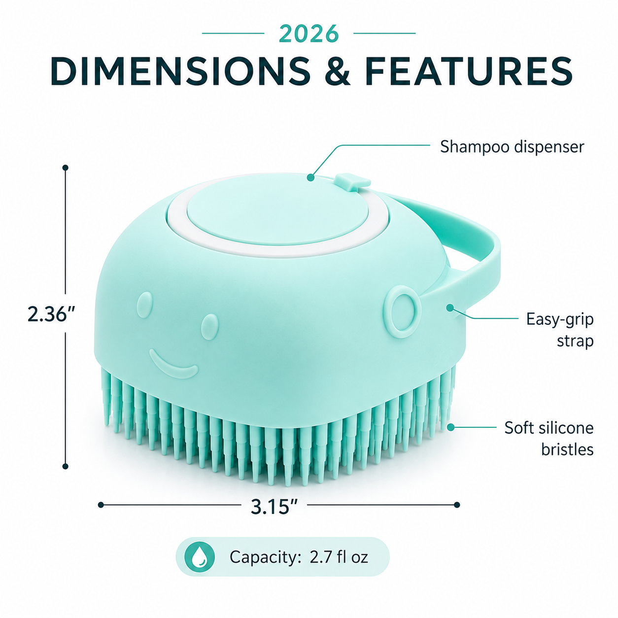 Dog Bath Brush with Shampoo Dispenser | 2-in-1