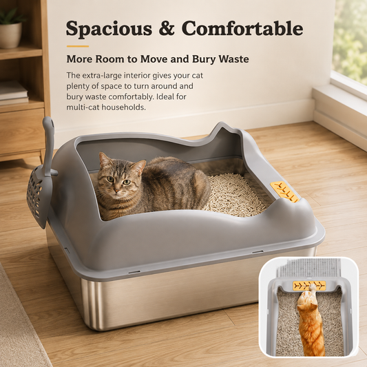 Large Stainless Steel Cat Litter Box | Easy to Clean